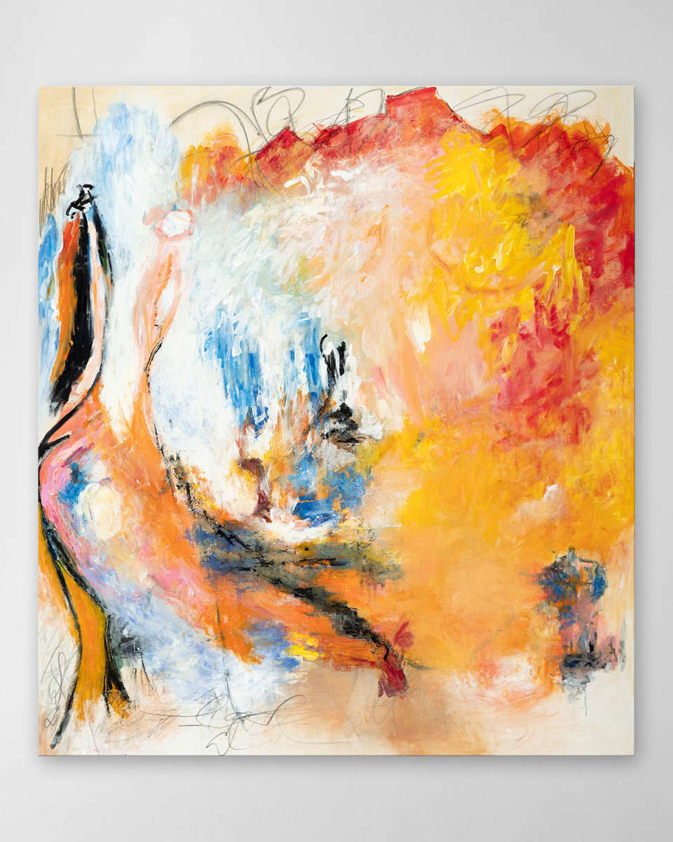 "Orange Abstract" Hand-Embellished Giclee by Lara Brooke